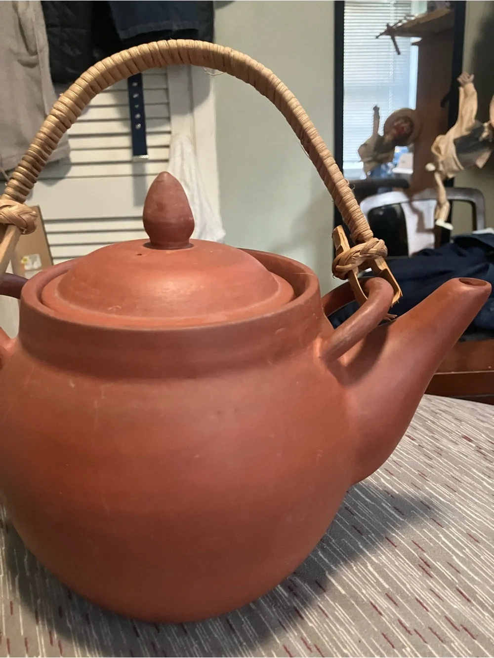 Vintage Chinese Traditional Red Clay or Terra Cotta Teapot With Diffuser